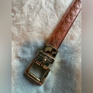 Michael Kors Tan Leather Belt with Gold Buckle